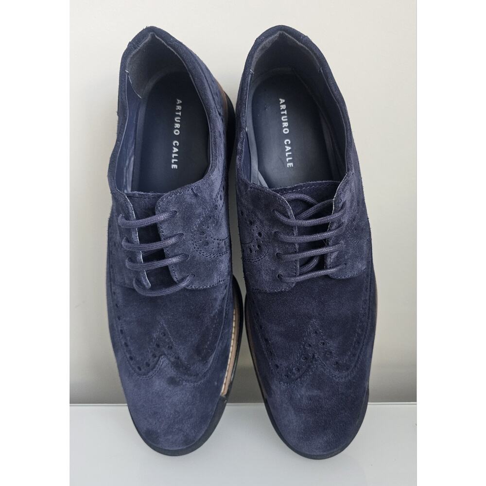 Arturo Calle Men’s Suede Leather Oxford Shoes Blue Wingtip Size US 9 EU 43 Casua - Picture 6 of 10